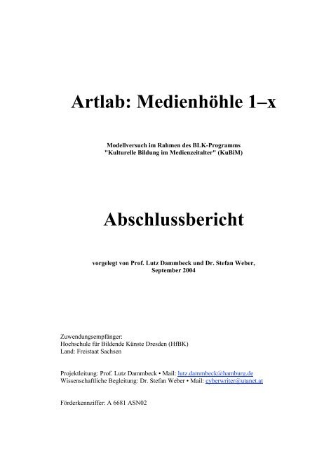 Artlab: Medienhöhle 1–x Abschlussbericht - projektklasse