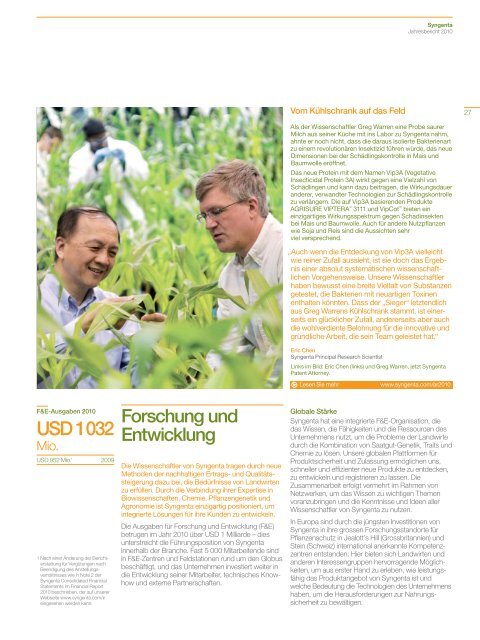 Syngenta Jahresbericht 2010 - annual report 2010 - Syngenta