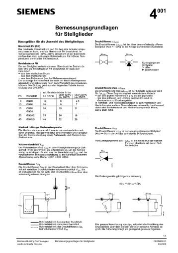 001 Bemessungsgrundlagen für Stellglieder - Siemens Building ...