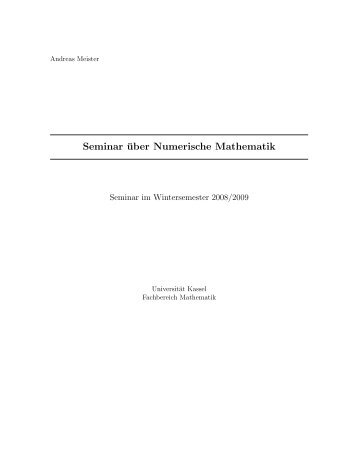 Seminar über Numerische Mathematik - Universität Kassel