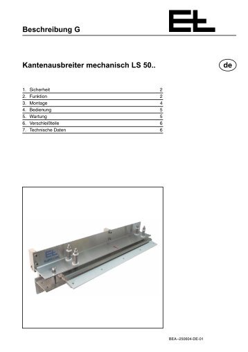 Beschreibung G Kantenausbreiter mechanisch LS ... - Erhardt+Leimer