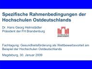 Spezifische Rahmenbedingungen der Hochschulen Ostdeutschlands