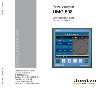 UMG 508 - Janitza Elektrische Steuerungen und Schaltanlagen ...