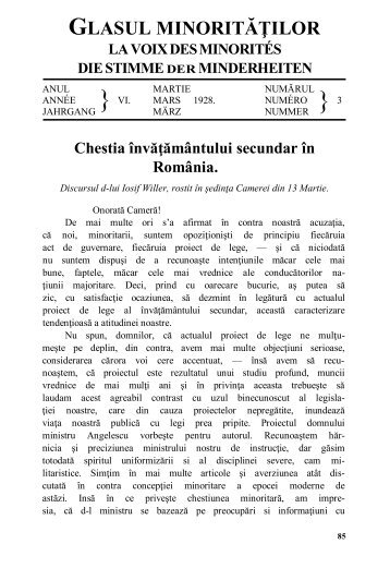 Chestia învăţământului secundar în România. - Glasul Minorităţilor