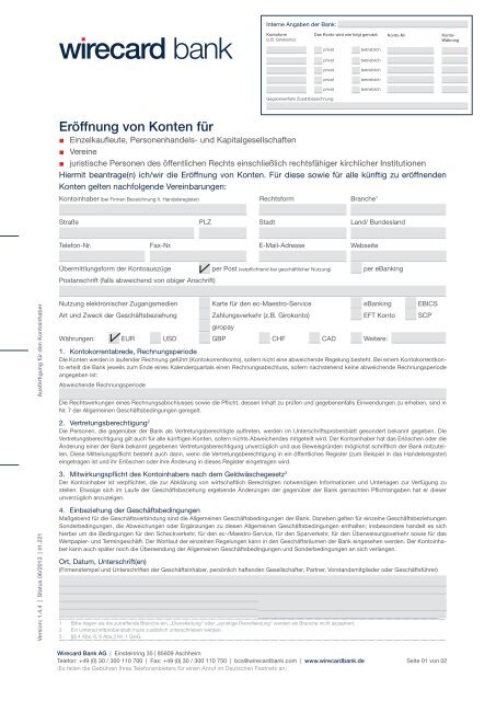 Antrag Zur Kontoeroffnung Wirecard Bank