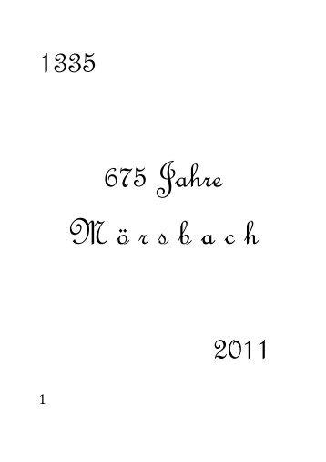 675 Jahre Mörsbach - Chronik von Petra Burbach