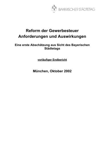 Reform der Gewerbesteuer Anforderungen und Auswirkungen