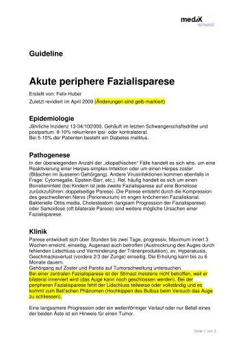 Guideline Akute periphere Fazialisparese