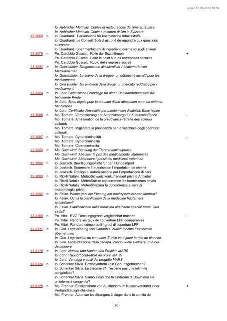 Motions, postulats et interpellations prêts à être tra - Schweizer ...