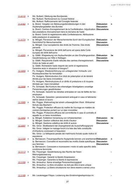 Motions, postulats et interpellations prêts à être tra - Schweizer ...