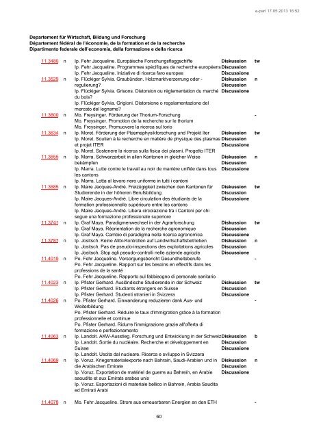 Motions, postulats et interpellations prêts à être tra - Schweizer ...