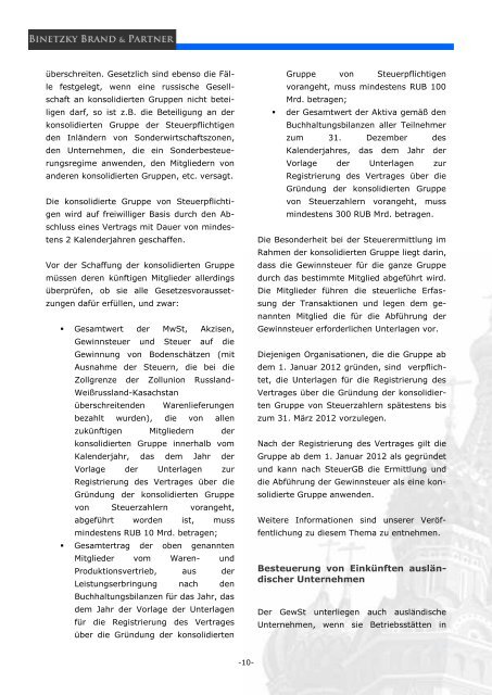 STEUERLEITFADEN RUSSLAND - brand & partner