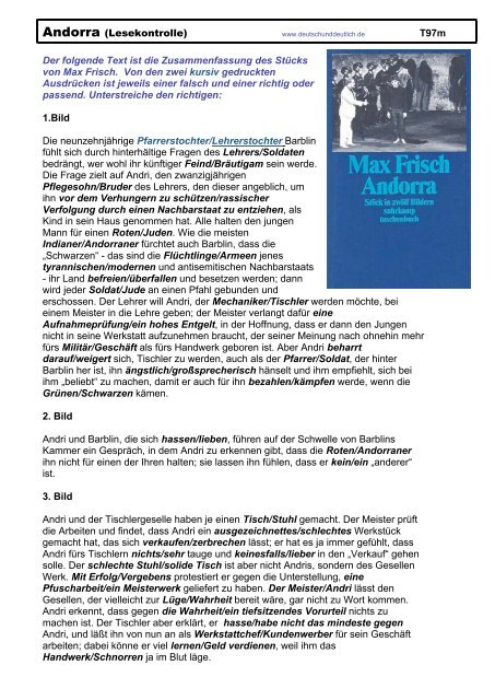 Andorra Lesekontrolle T97m Der Folgende Text Ist Die