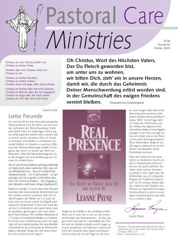 Liebe Freunde - Pastoral Care Ministries Deutschland