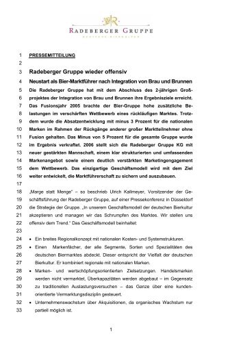 Radeberger Gruppe wieder offensiv - Radeberger Gruppe KG