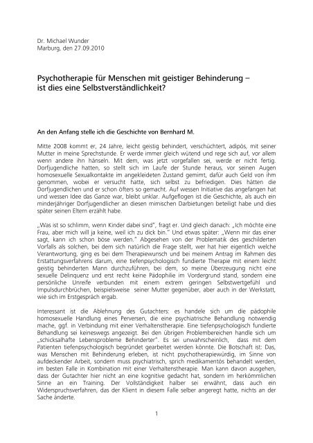 Psychotherapie für Menschen mit geistiger Behinderung – ist dies ...