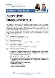 CHECKLISTE: EINIGUNGSSTELLE - Kanzlei Spengler