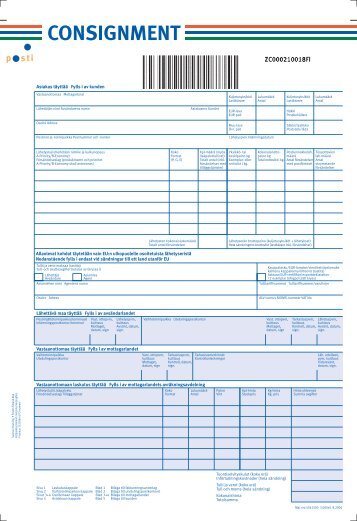 Malli, Consignment-lähetyslistasta kirje-erille - Itella