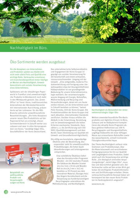 Green Office Das Magazin ( Ausgabe 1/2011) - Papier Hartmann