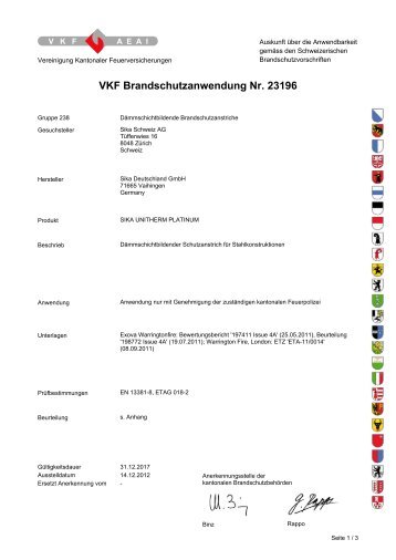 VKF Brandschutzanwendung Nr. 23196