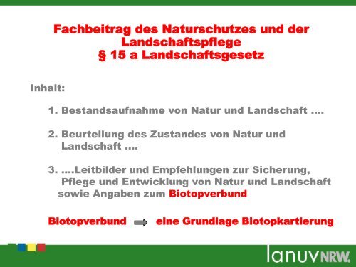 Landschaftsplanung, FFH-Verträglichkeit und Eingriffsregelungen