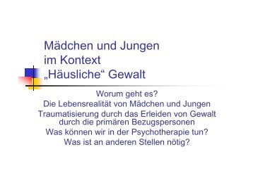 Mädchen und Jungen im Kontext „Häusliche“ Gewalt