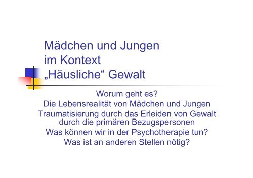 Mädchen und Jungen im Kontext „Häusliche“ Gewalt