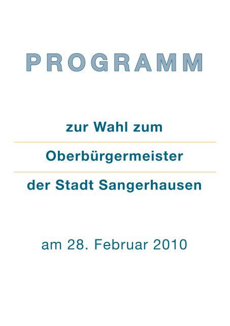 Wahlprogramm Ralf Poschmann - cdu sangerhausen