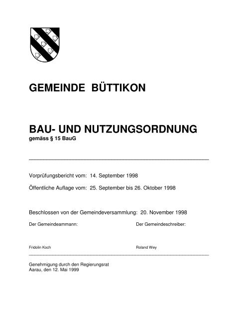 Bauordnung mit Änderungen - Gemeinde Büttikon