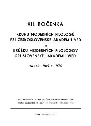 Ročenka 1970 - Kruh moderních filologů