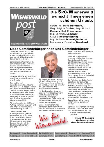 Wienerwaldpost 4 Juni 2010 - SPÖ Wienerwald