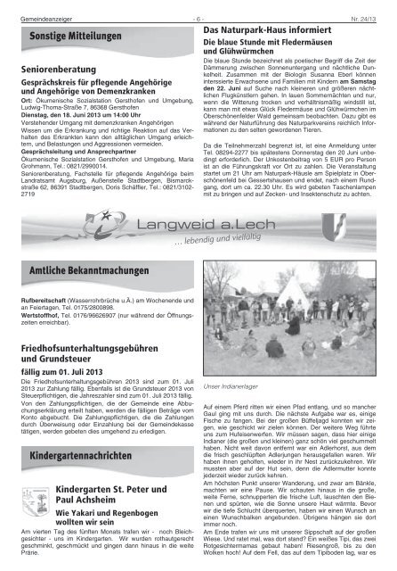 Jahrgang 24 Freitag, den 14. Juni 2013 Nr. 24 - Langweid am Lech