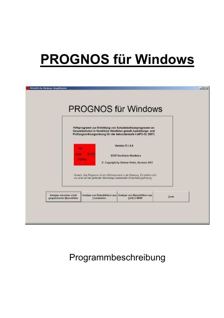 PROGNOS für Windows - SVWS-NRW