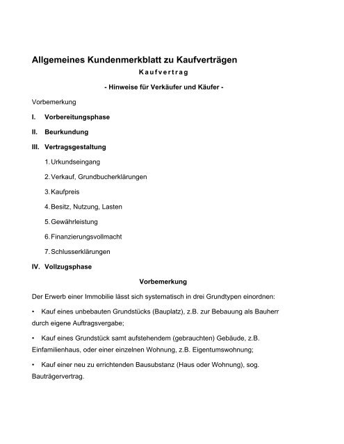 Allgemeines Kundenmerkblatt zu Kaufverträgen - Haedinger.de