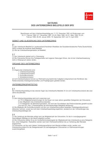 Satzung des SPD-Unterbezirks Bielefeld - SPD - Sennestadt