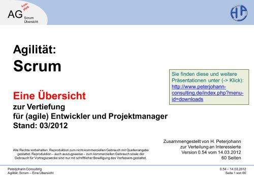 PECO: Scrum-Übersicht, (C) Peterjohann Consulting, 2013