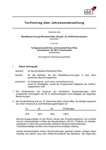 Manteltarifvertrag für das Modellbauerhandwerk Rheinland Pfalz