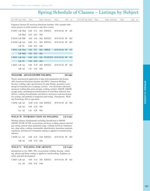 Chabot College | Class Schedule | Spring 2010 Spring 2010