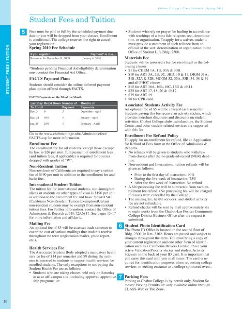 Chabot College | Class Schedule | Spring 2010 Spring 2010