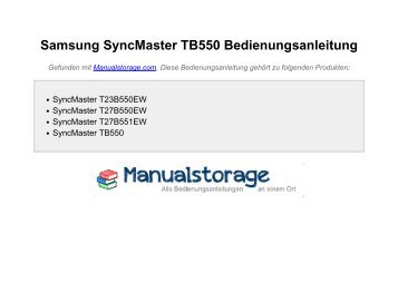 Samsung SyncMaster TB550 Bedienungsanleitung - Manualstorage
