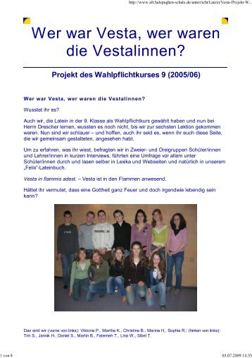 Das Vesta-Projekt im Latein-Unterricht Klasse 9 - Archiv ...