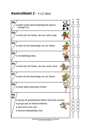 Kontrollblatt 2 - 4 1/2 Jahre