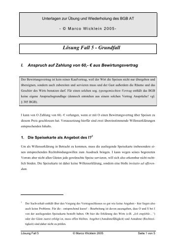 Lösung Fall 5 - Grundfall - Dr. Marco Wicklein