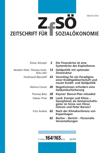 ZEITSCHRIFT FÜR SOZIALÖKONOMIE 164/165.