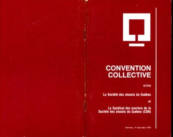 Convention collective des ouvriers SAQ 1972-1975 - SEMB SAQ