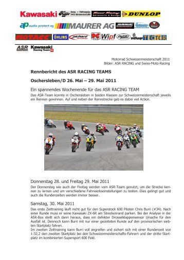 Rennbericht des ASR RACING TEAMS Oschersleben/D 26. Mai ...