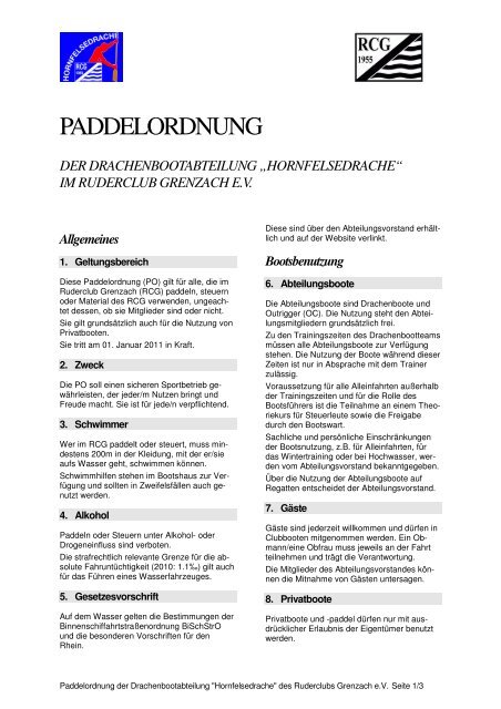 PADDELORDNUNG - Ruderclub Grenzach e.V.