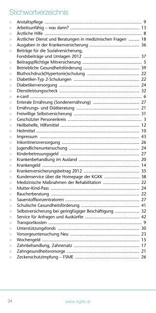 KGKK-Leistungsfolder 2012 - Kärntner Gebietskrankenkasse