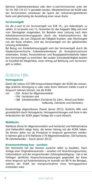 KGKK-Leistungsfolder 2012 - Kärntner Gebietskrankenkasse