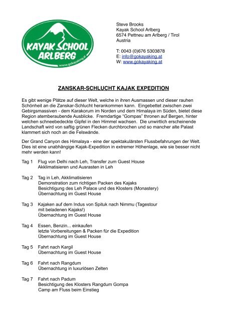 Zanskar Kajak Expedition.pdf - Kayak School Arlberg